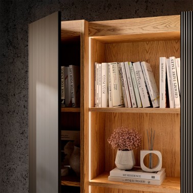 LIBRERIA PRAGA CON 3 PUERTAS DE MADERA Y ESTANTES