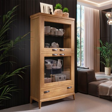 VITRINA 4 PUERTAS CRISTAL Y 1 CAJON QUEBEC