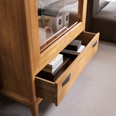 VITRINA 4 PUERTAS CRISTAL Y 1 CAJON QUEBEC