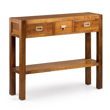 Consola de madera con 3 cajones y 1 estante