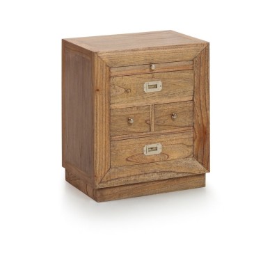 MESA DE NOCHE COLONIAL CON 4 CAJONES MERAPI