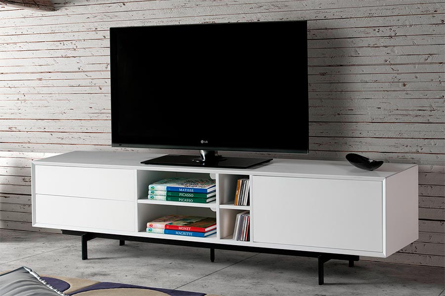 Mueble de TV moderno en blanco y negro