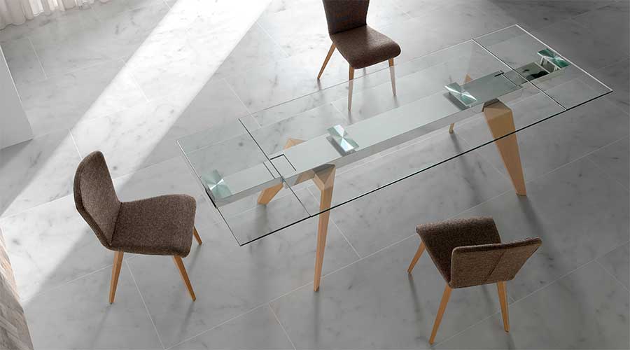 Mesa de comedor extensible de cristal Tavolo Wood