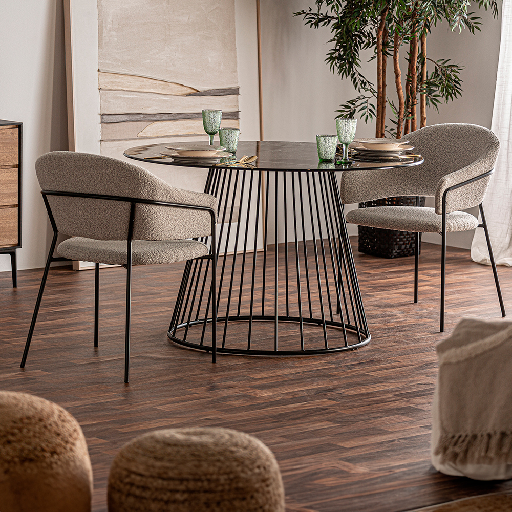 Mesa de comedor redonda de cristal Celije