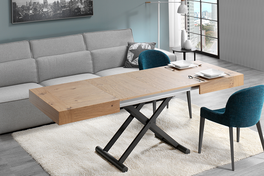 mesa de centro elevable y extensible