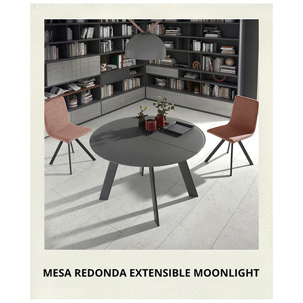 Mesa redonda extensible cristal Moonlight