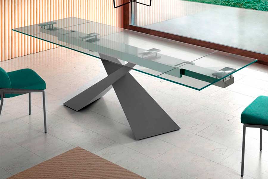 MESA DE COMEDOR DE CRISTAL EXTENSIBLE JASPER