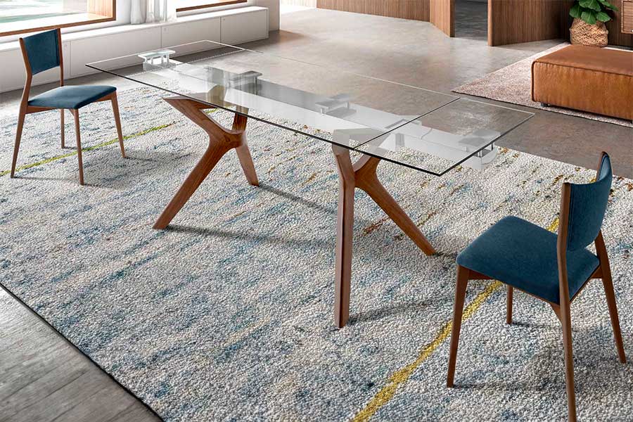 Mesa de comedor en cristal extensoble Lin