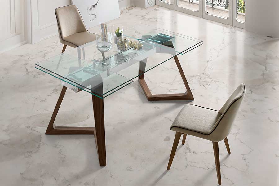 Mesa de comedor extensible de cristal Nil