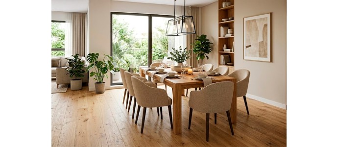 Cómo elegir la mesa de comedor según el color del suelo
