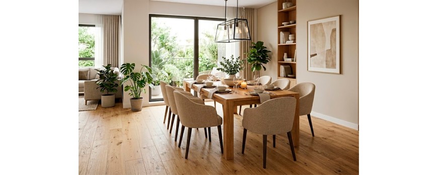Cómo elegir la mesa de comedor según el color del suelo